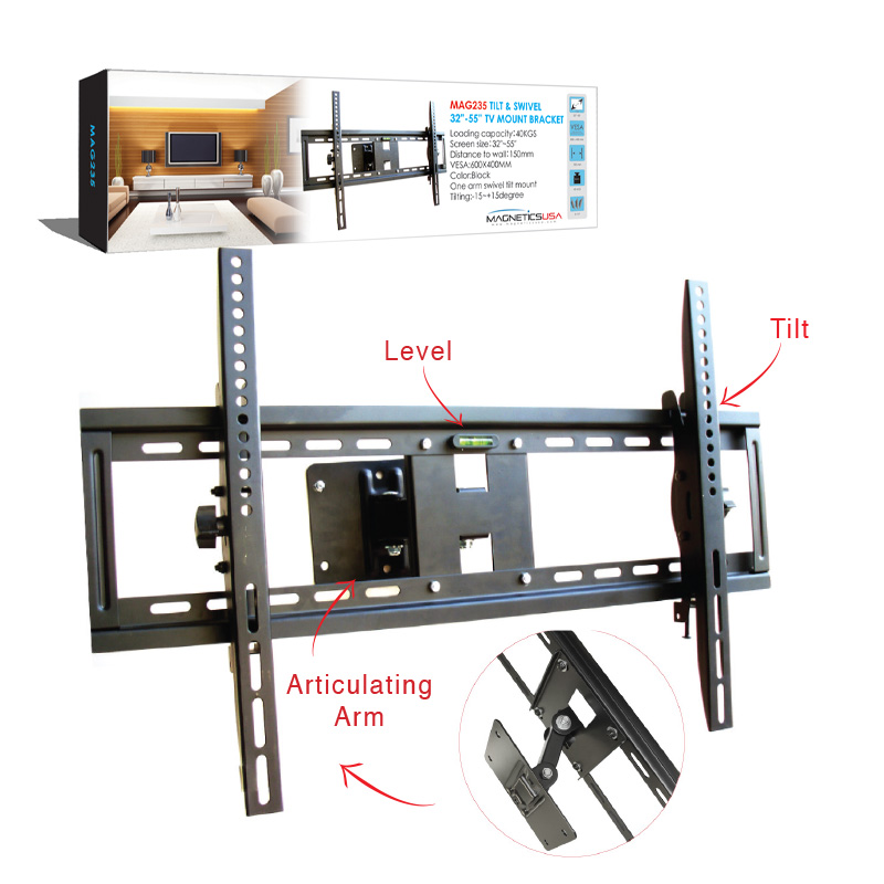 MAG-235 LED Mount 32”-55” Articulating Arm w Tilt LED Mount